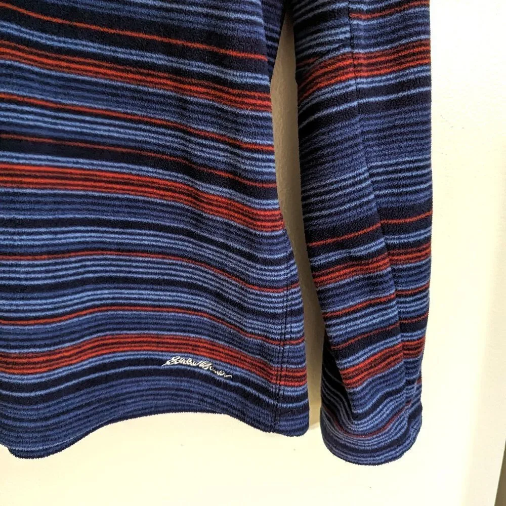 Eddie Bauer Women’s Quarter Zip Striped Fleece Blue Size‎ XL Tall